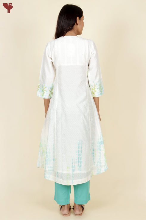 Chanderi Silk Kurta And Dupatta Set With Block Print