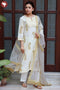 Bengal Cotton Cream Kurta and Dupatta Set In Block Print