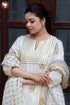 Bengal Cotton Cream Kurta and Dupatta Set In Block Print