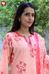 Terry Voile Kurta Dupatta Set In Striped Floral Block Print