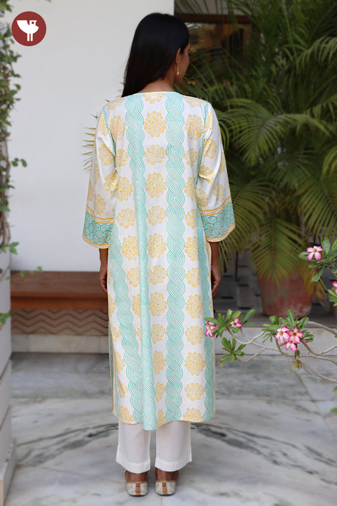 Bizzy Lizzy Kurta Dupatta Set In Floral Block Print