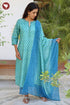 Tussar Cotton Kurta Dupatta Set In Floral Block Print
