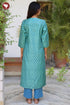 Tussar Cotton Kurta Dupatta Set In Floral Block Print