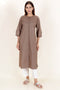 Cotton Pintucked Kurta In Brown