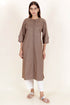 Cotton Pintucked Kurta In Brown