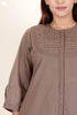 Cotton Pintucked Kurta In Brown