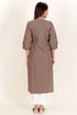 Cotton Pintucked Kurta In Brown