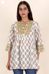 Slub Cotton Top In Floral Block Print