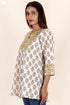 Slub Cotton Top In Floral Block Print