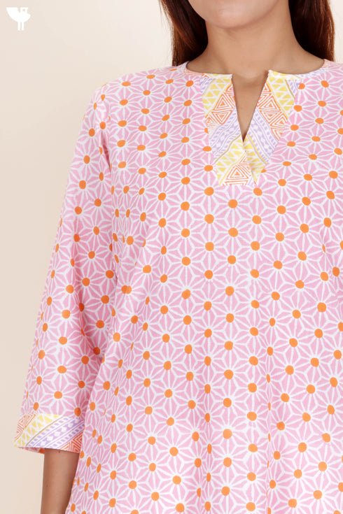 Cambric Cotton Kurta In Block Print