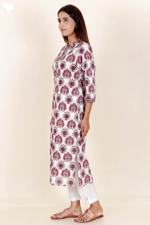 Cambric Cotton Kurta In Graphic Print