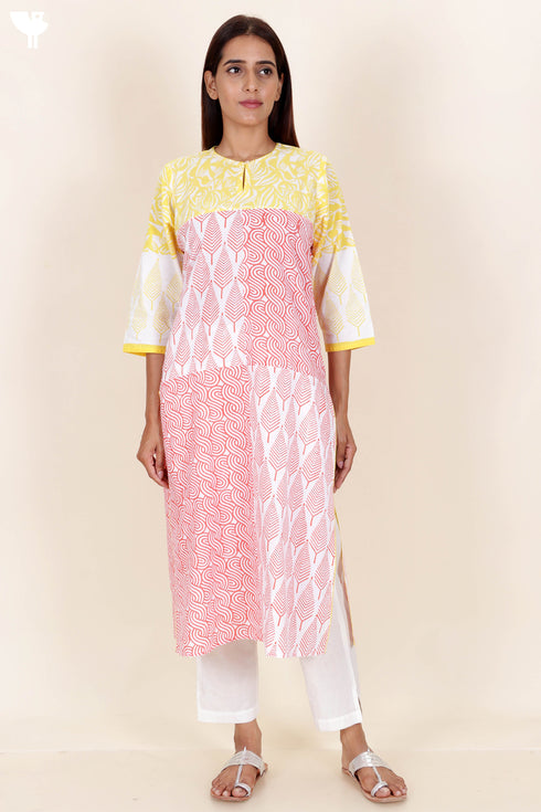 Cambric Cotton Kurta In Block Print