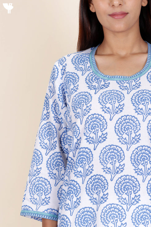 Cambric Cotton Kurta In Block Print