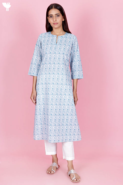 Cambric Cotton Kurta In Floral Print