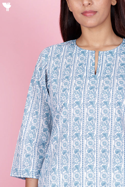 Cambric Cotton Kurta In Floral Print