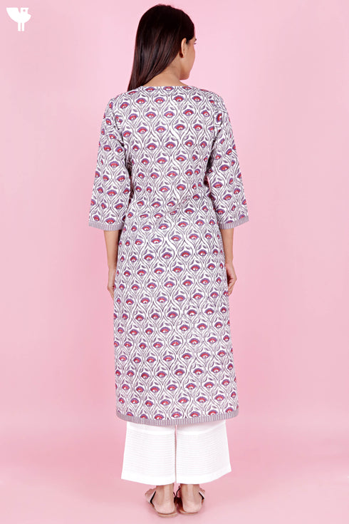 Cambric Kurta In Block Print