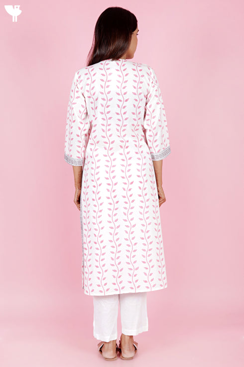 Cambric Kurta In Floral Block Print