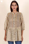 Mulmul Cotton Pleated Shirt In Floral Block Print