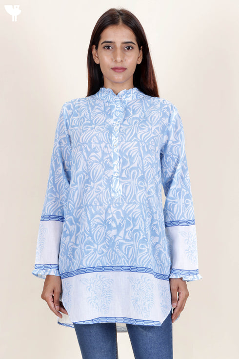 Mulmul Cotton Shirt In Block Print