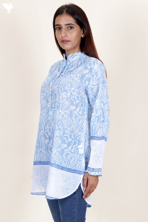 Mulmul Cotton Shirt In Block Print