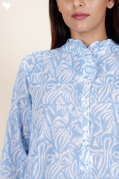 Mulmul Cotton Shirt In Block Print