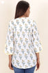 Cambric Cotton Button Down Top In Floral Block Print