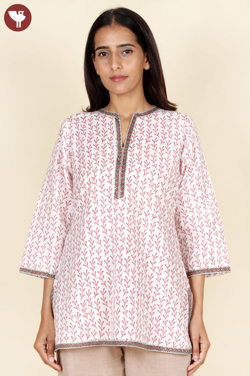 Cambric Cotton Top In Block Print