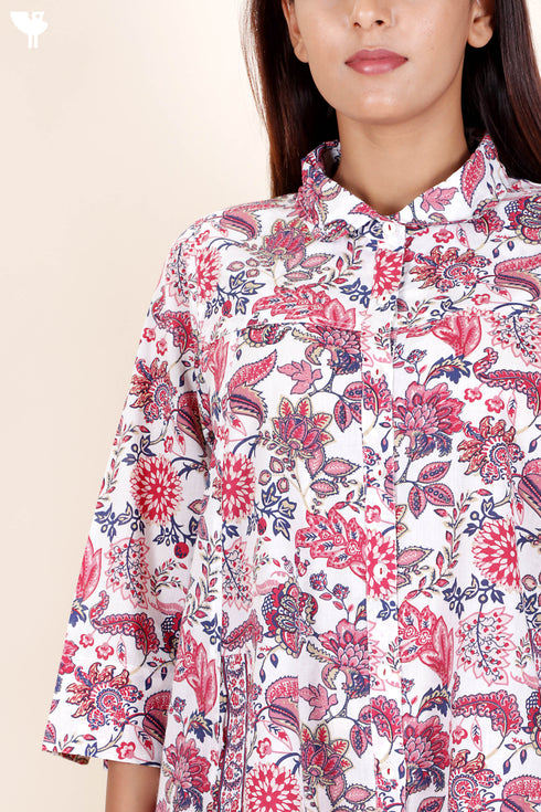 Cambric Cotton Dress In Floral Print