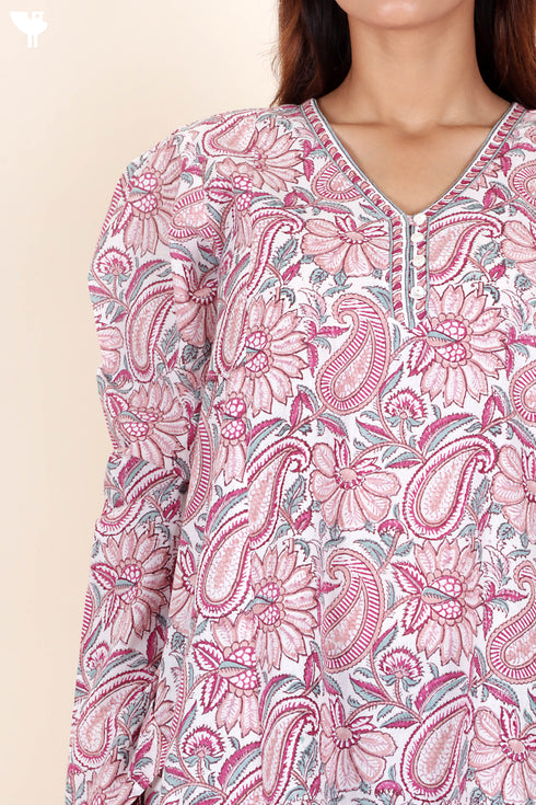 Cambric Cotton Dress In Block Print