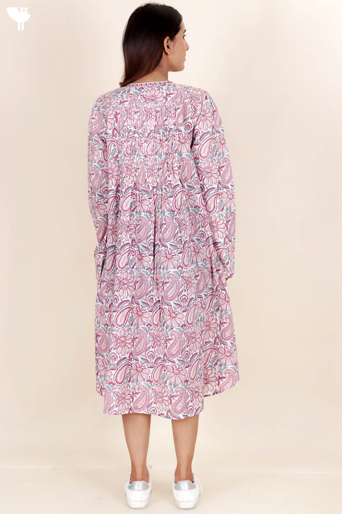 Cambric Cotton Dress In Block Print