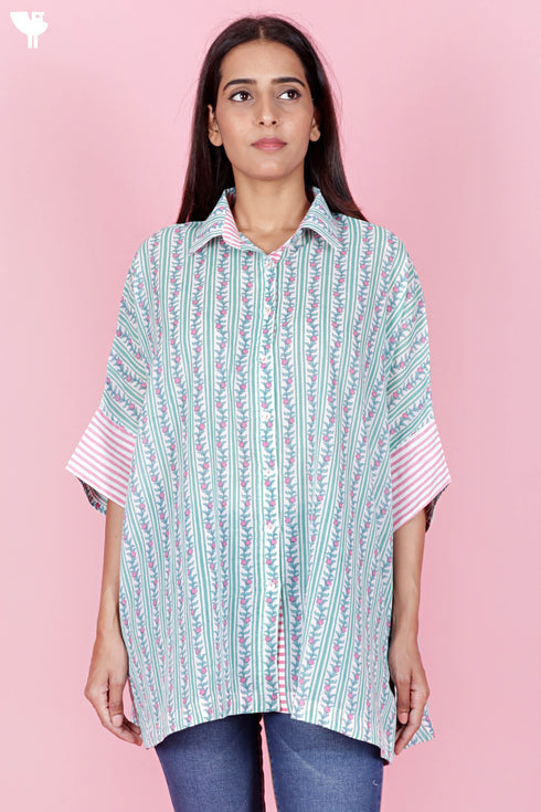 Mulmul Cotton Shirt In Floral Print
