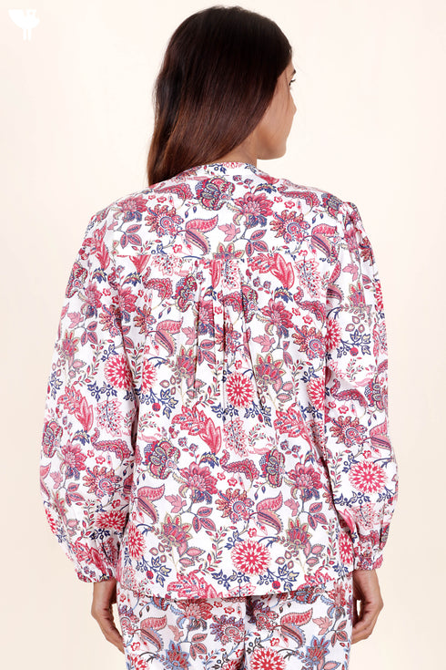 Cambric Cotton Top In Floral Print