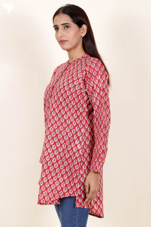 Cambric Cotton Top In Block Print