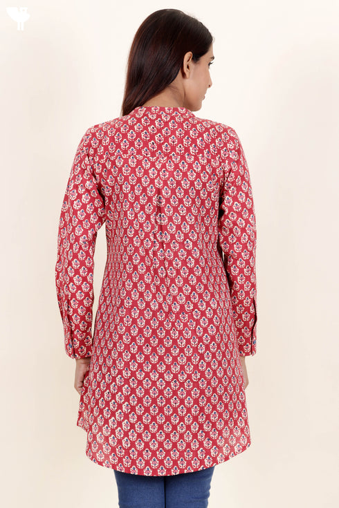 Cambric Cotton Top In Block Print