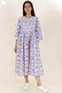 Cambric Cotton Dress In Floral Block Print