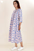 Cambric Cotton Dress In Floral Block Print