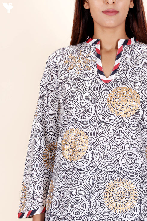 Cambric Cotton Top In Block Print