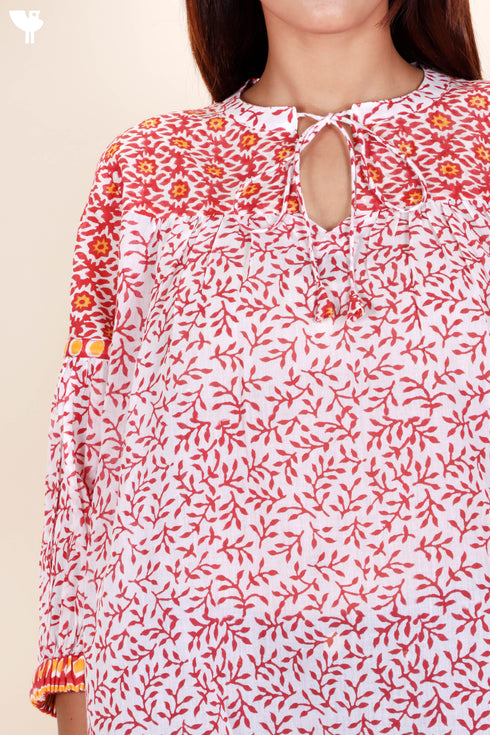 Mulmul Cotton Top In Block Print