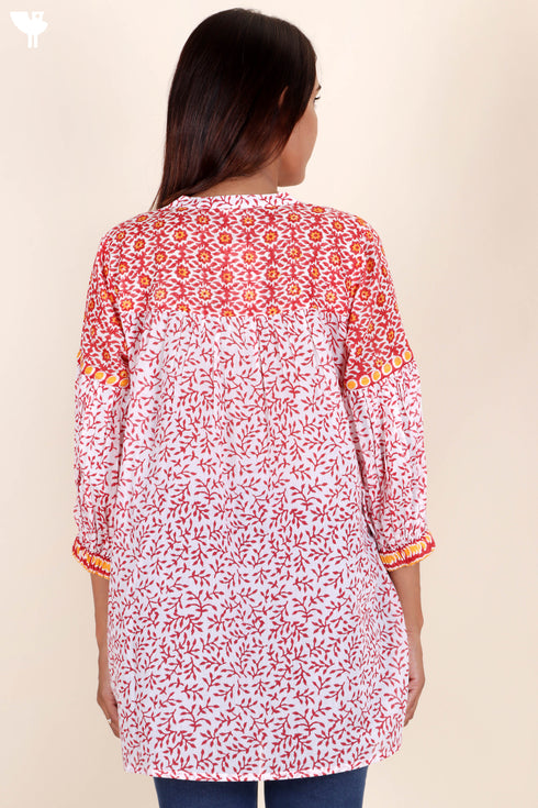 Mulmul Cotton Top In Block Print