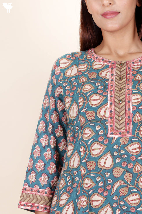 Cambric Cotton Dress In Block Print