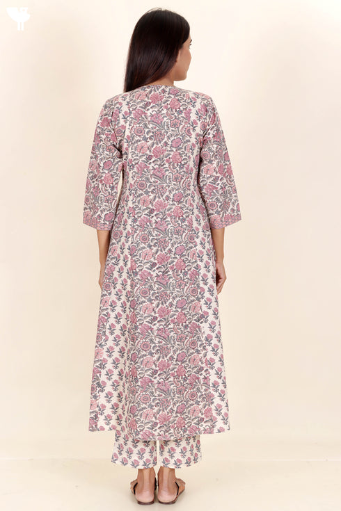 Cambric Cotton Kurta In Block Print