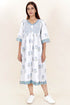 Cambric Cotton Dress In Floral Block Print
