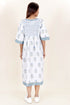 Cambric Cotton Dress In Floral Block Print