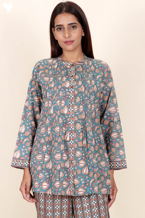 Cambric Cotton Top In Block Print