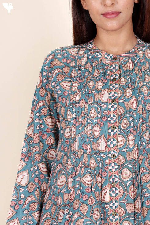 Cambric Cotton Top In Block Print