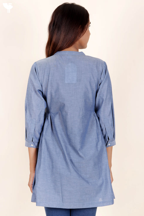 Cotton Chambray Top With Embroidery