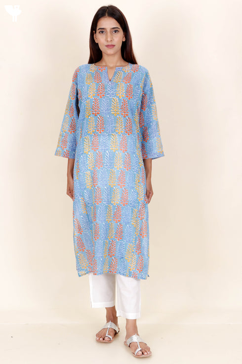 Mulmul Cotton Kurta In Block Print