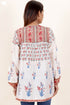 Cotton Silk Peasant Top In Floral Block Print