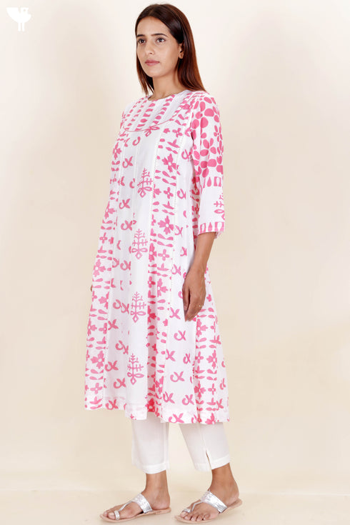 Mulmul Cotton Dress In Block Print