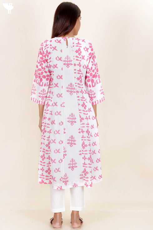 Mulmul Cotton Dress In Block Print